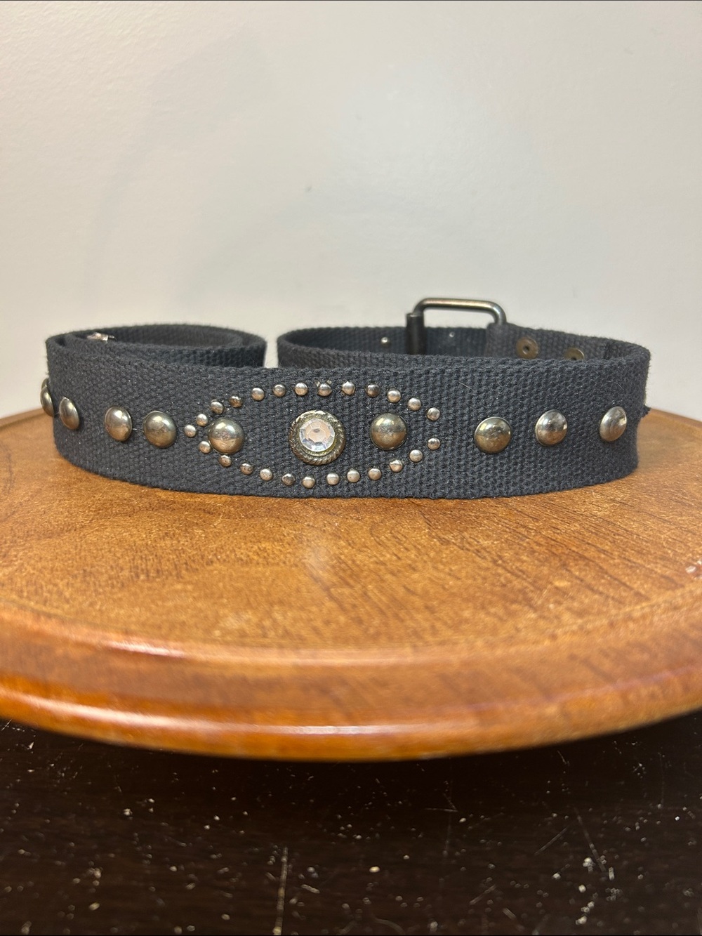 Black Woven Studded Rhinestone Western Belt Y2K Punk Goth Unisex 42” long